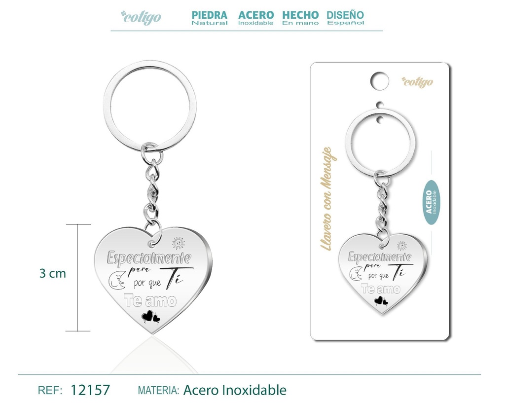 Llavero de acero con mensaje - Accesorios de regalo y personalización