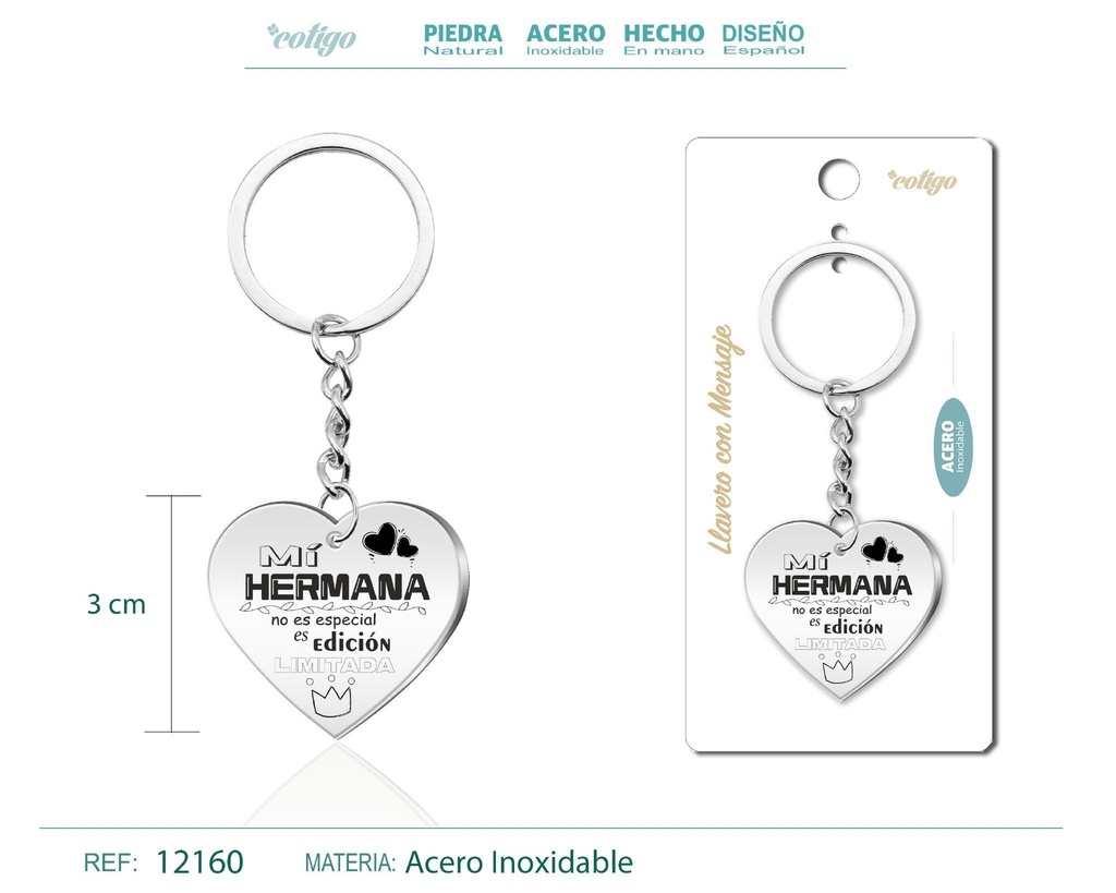 Llavero de acero con mensaje - Accesorios de regalo y personalización