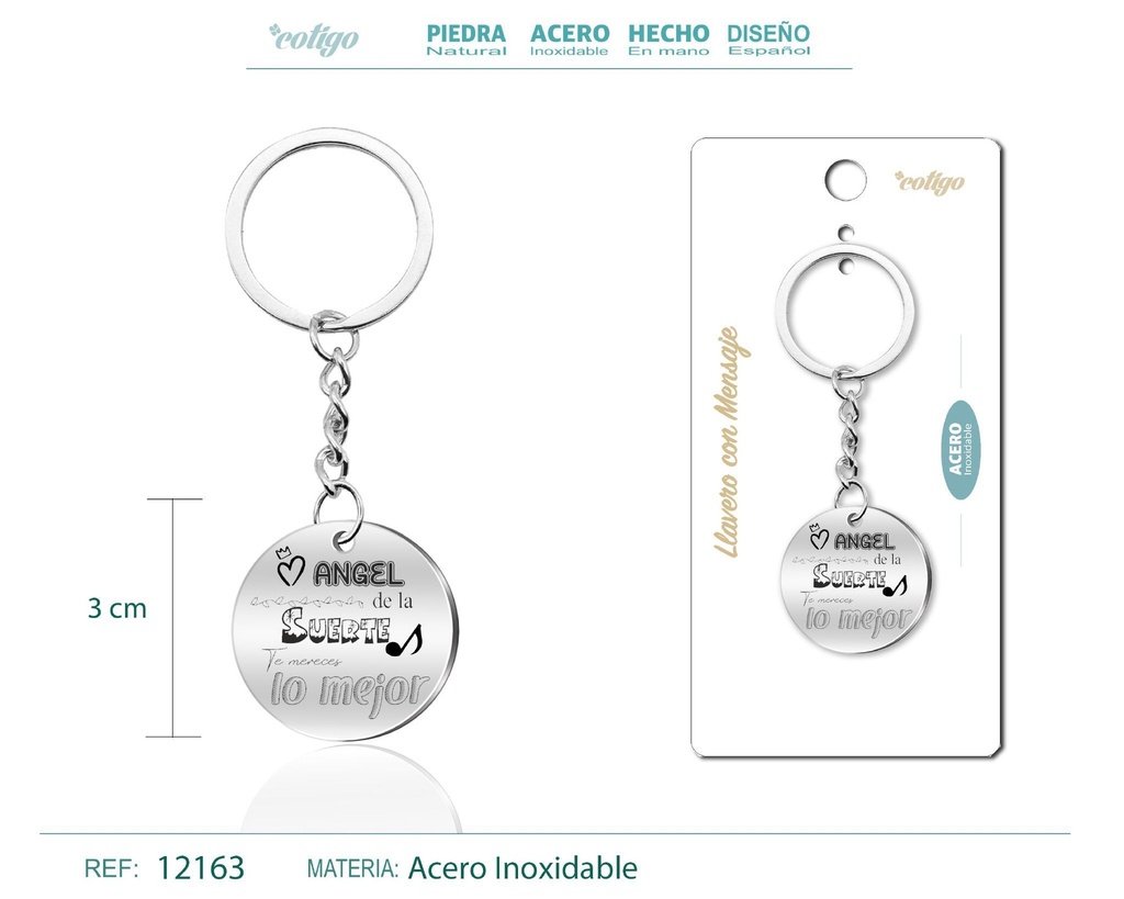 Llavero de acero con mensaje - Accesorios de regalo y personalización