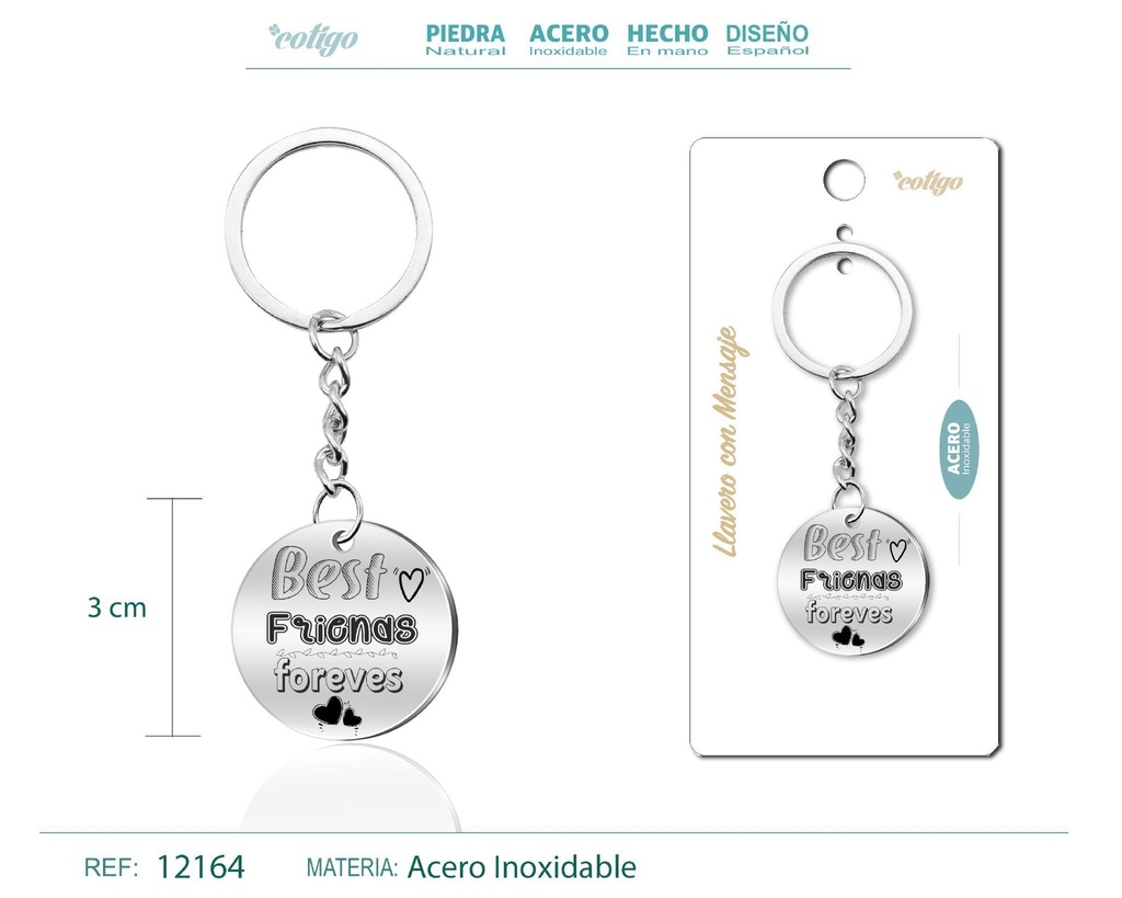 Llavero de acero con mensaje - Accesorios de regalo y personalización