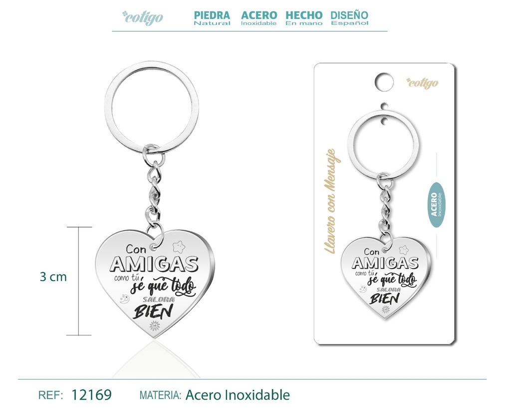 Llavero de acero con mensaje - Accesorios de regalo y personalización