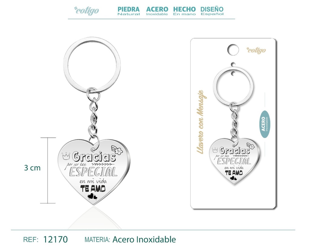 Llavero de acero con mensaje - Accesorios de regalo y personalización