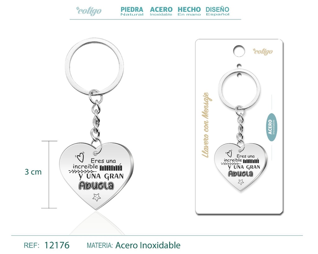 Llavero de acero con mensaje - Accesorios de regalo y personalización
