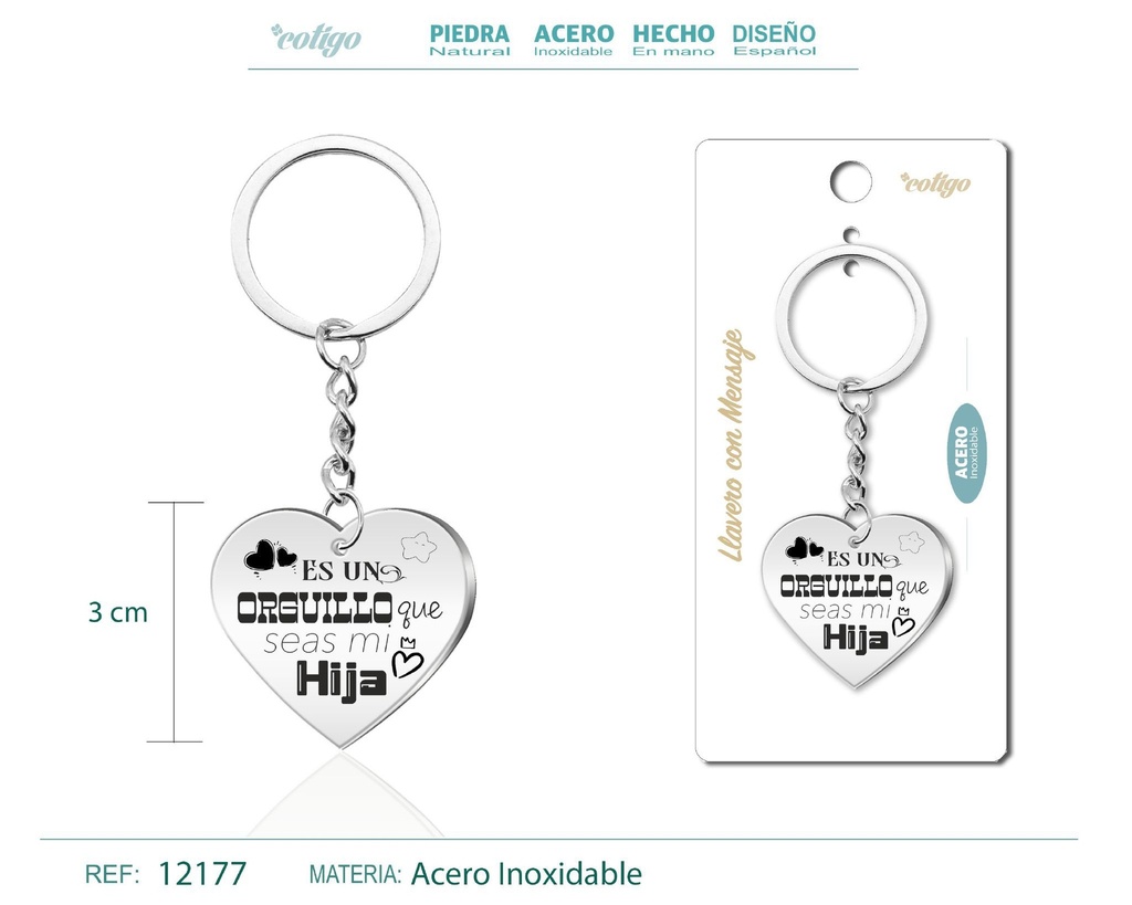 Llavero de acero con mensaje - Accesorios de regalo y personalización