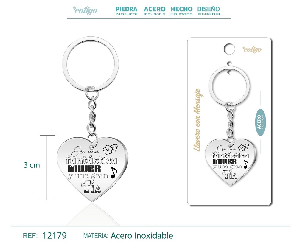 Llavero de acero con mensaje - Accesorios de regalo y personalización