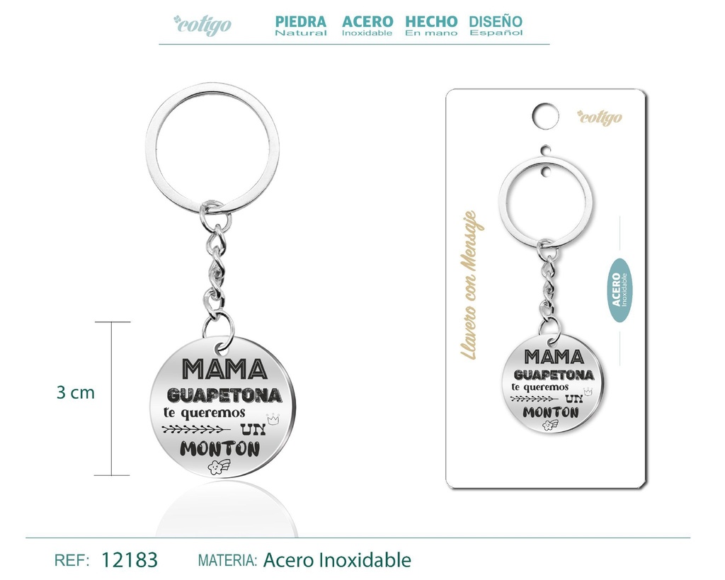 Llavero de acero con mensaje - Accesorios de regalo y personalización