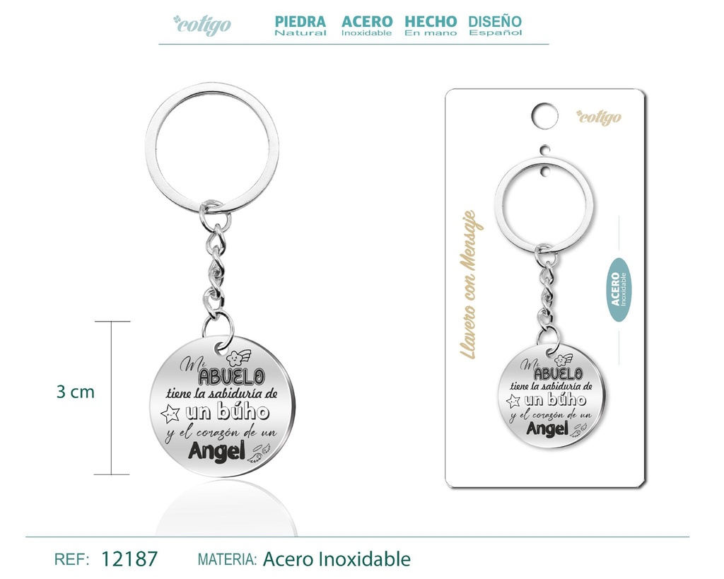 Llavero de acero con mensaje - Accesorios de regalo y personalización