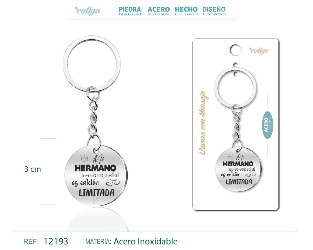 Llavero de acero con mensaje - Accesorios de regalo y personalización