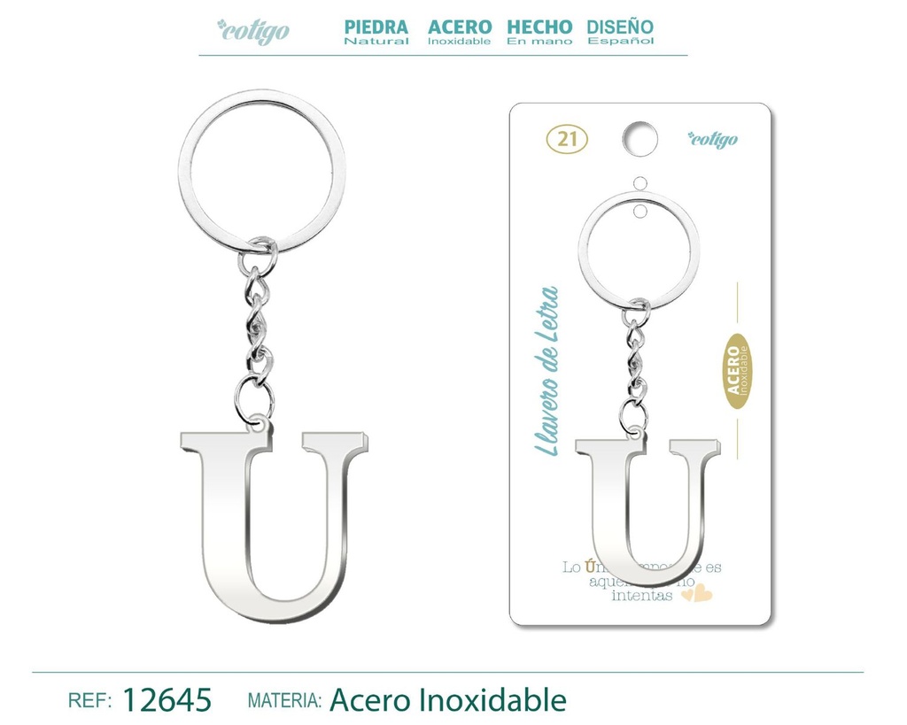 Llavero de Acero con Letra U - Accesorios distintivos