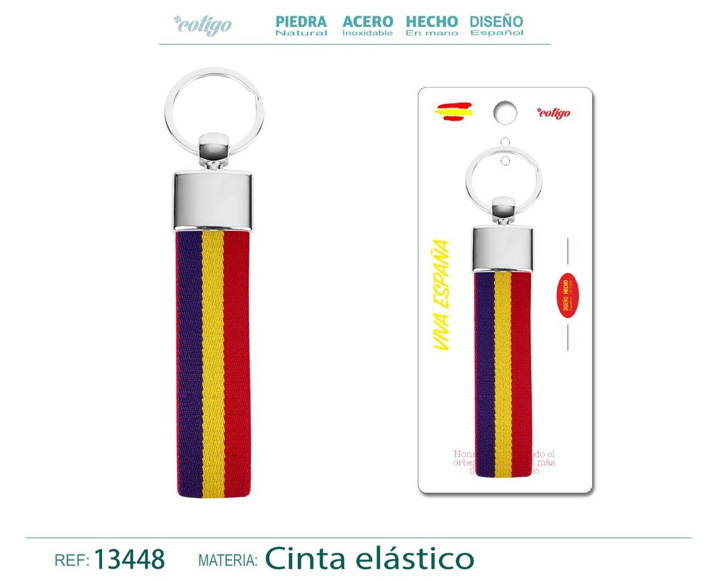 Llavero de la bandera de España con cinta elástica - Accesorios y souvenirs