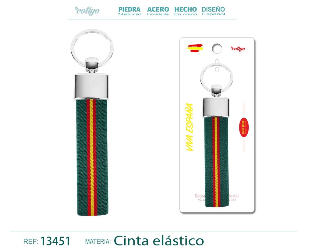 Llavero de la bandera de España con cinta elástica - Accesorios y souvenirs