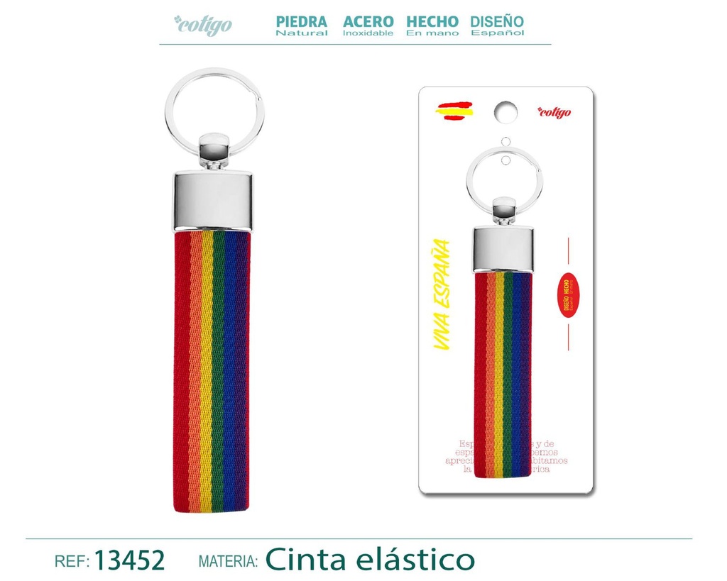 Llavero de la bandera de España con cinta elástica - Accesorios y souvenirs