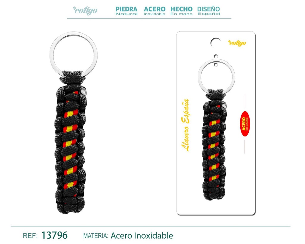 Llavero de cuerda con aro de acero - Accesorios y llaveros