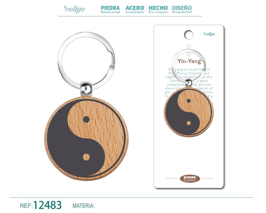 Llavero de madera con Yin Yang - Accesorios culturales