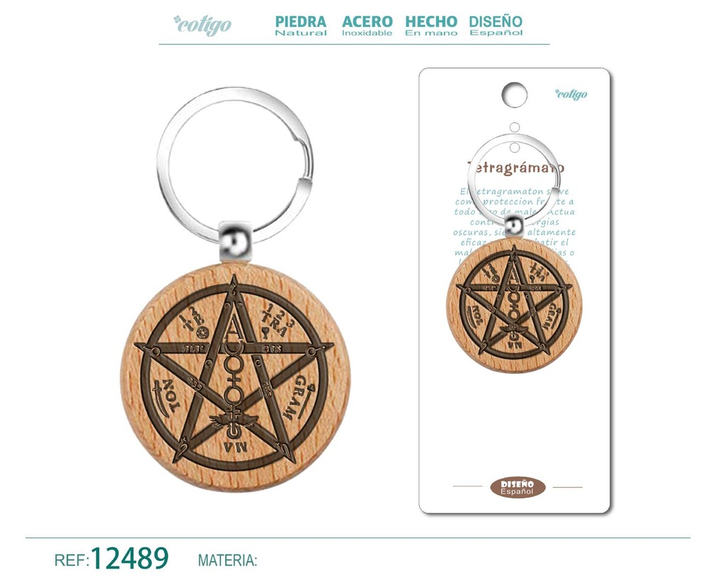 Llavero de madera con tetragramato - Accesorios culturales