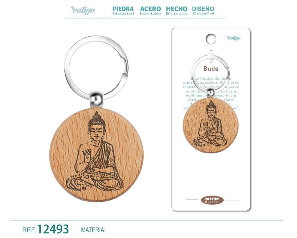 Llavero de madera con Buda - Accesorios culturales