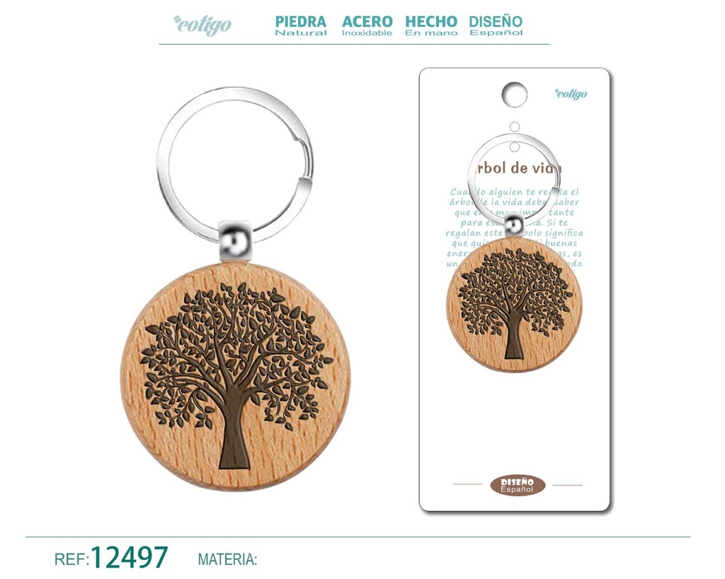 Llavero de madera con árbol de la vida - Accesorios culturales