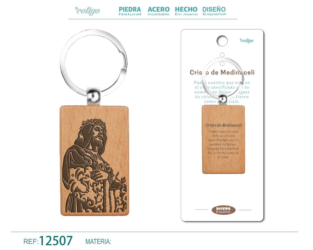 Llavero de madera con Cristo de Medinaceli - Accesorios religiosos