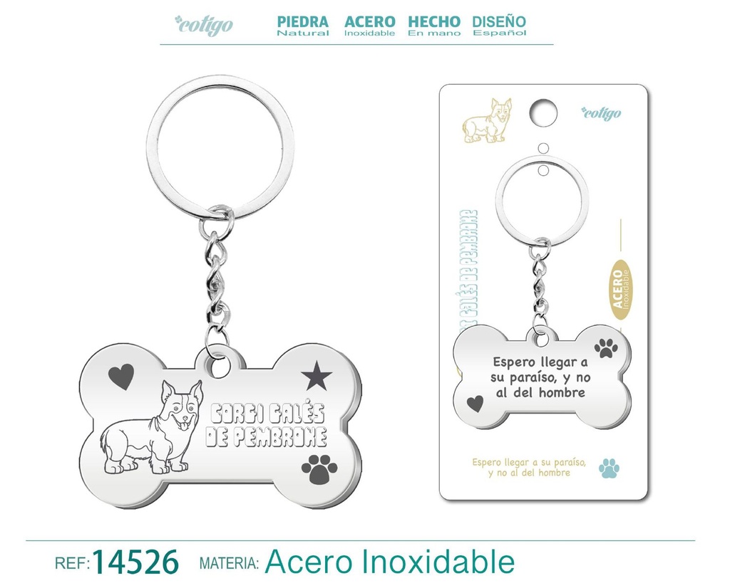 Llavero de acero con perro corgi galés de Pembroke - Accesorios de mascotas