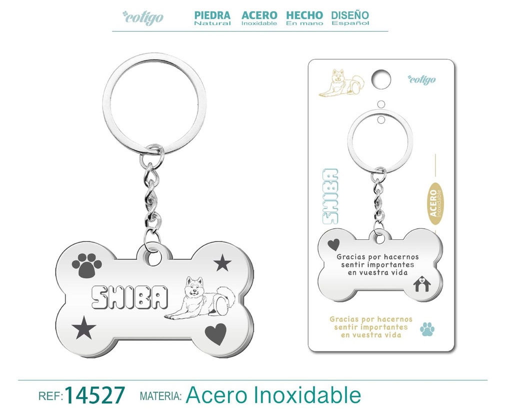 Llavero de acero con perro shiba - Accesorios de mascotas