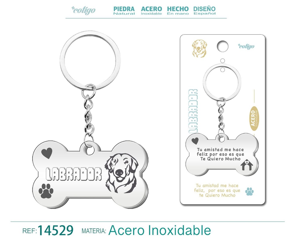 Llavero de acero con perro labrador - Accesorios de mascotas