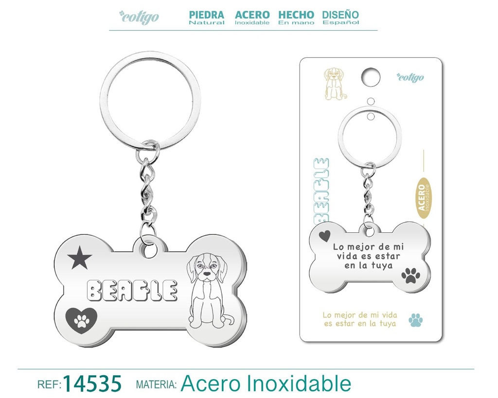 Llavero de acero con perro beagle - Accesorios de mascotas