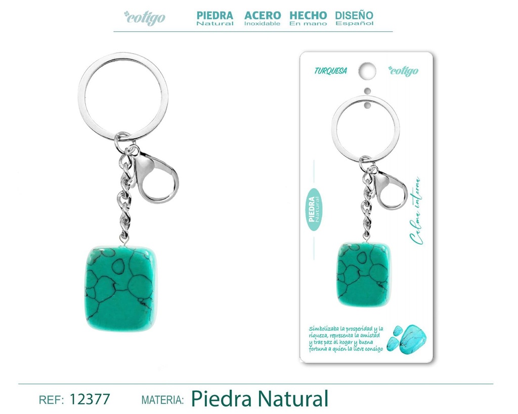 Llavero de piedra natural - Turquesa - Joyas y minerales