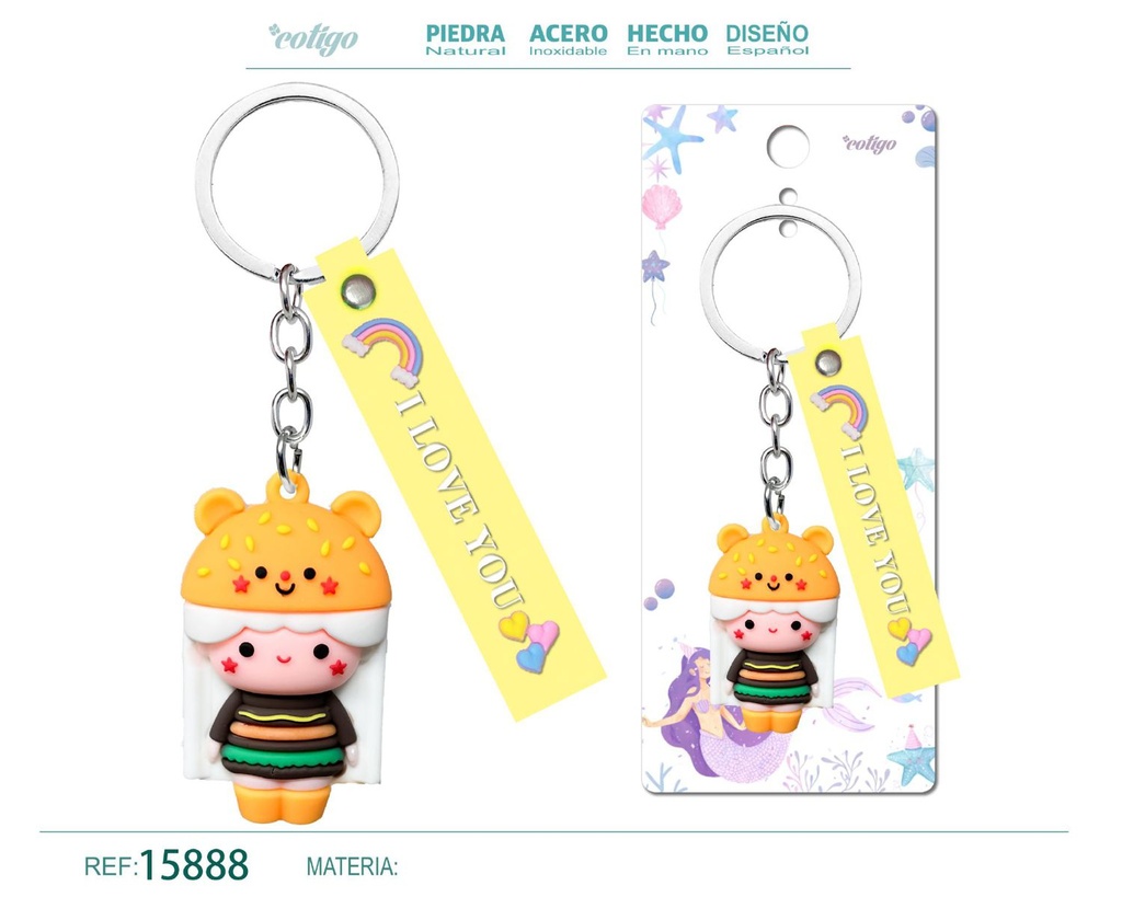 Llavero Virgen del Carmen de acero inoxidable - Accesorios religiosos y de estilo