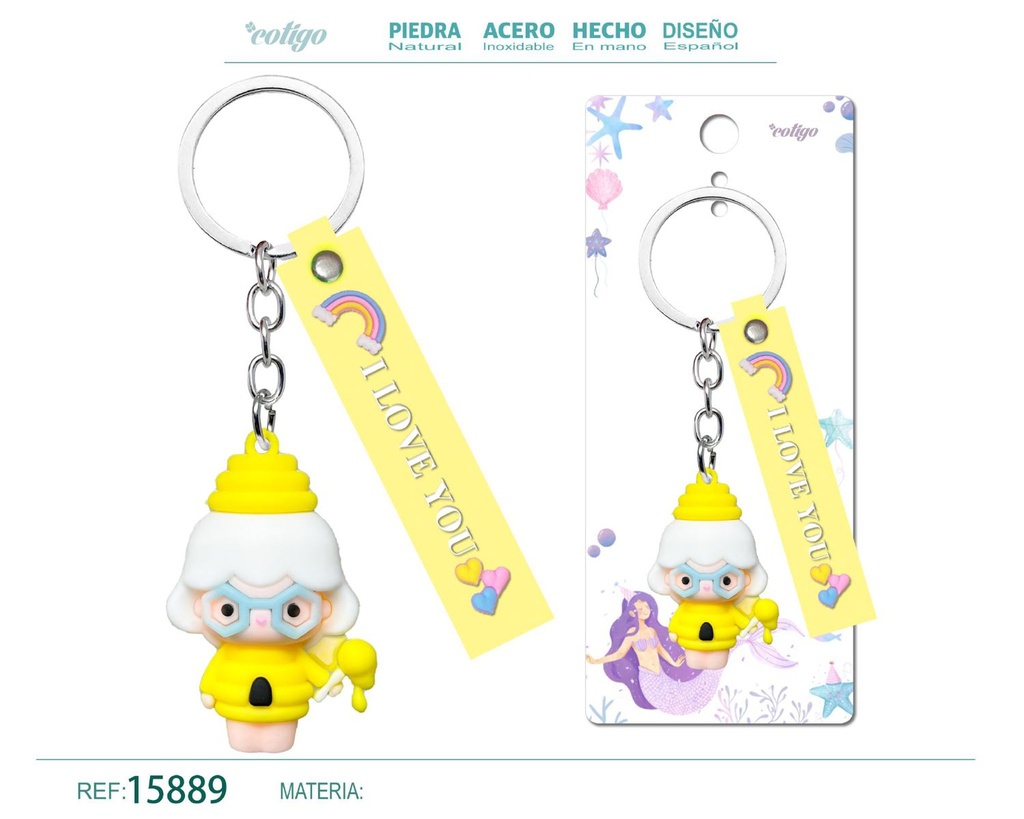 Llavero Virgen de Covadonga de acero inoxidable - Accesorios religiosos y de estilo