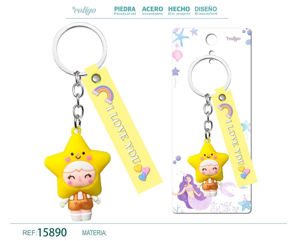 Llavero Virgen de Fátima de acero inoxidable - Accesorios religiosos y de estilo