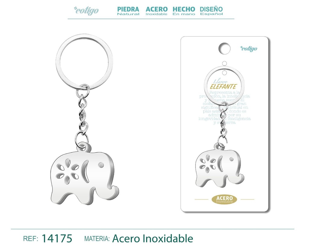 Llavero de Elefante de Acero - Accesorios de buena suerte y fortaleza