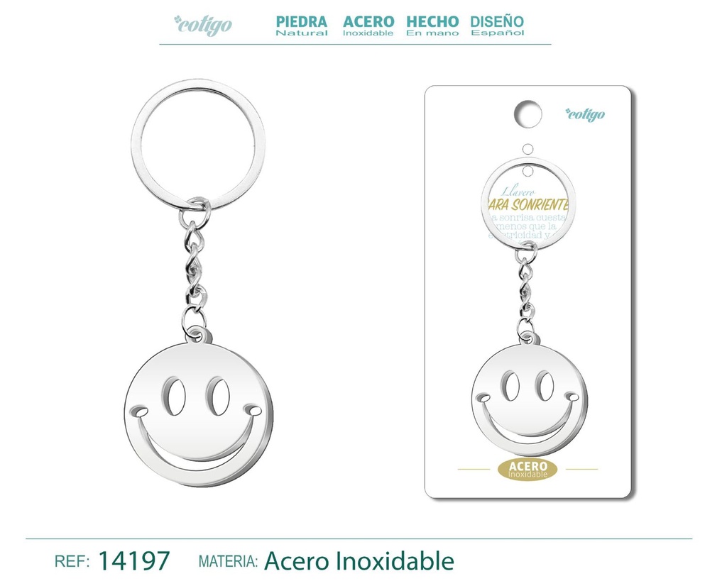 Llavero de Cara Sonriente de Acero - Accesorios alegres y optimistas