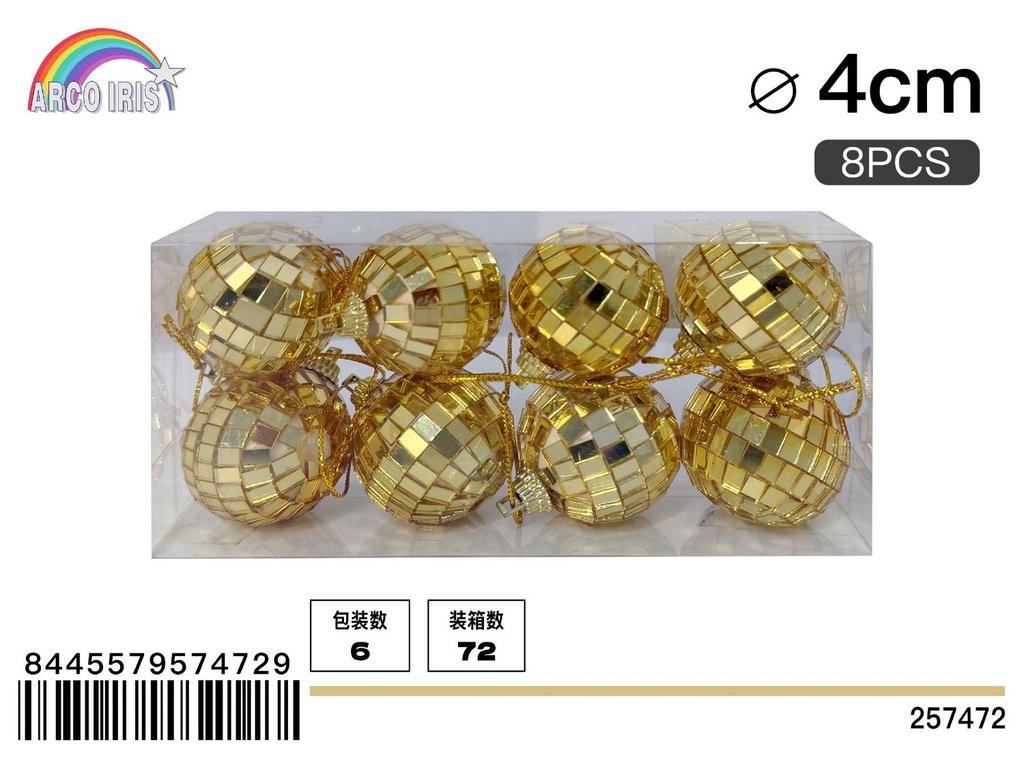 Bola de espejo oro 4cm 8pcs/PVC caja - Adornos navideños