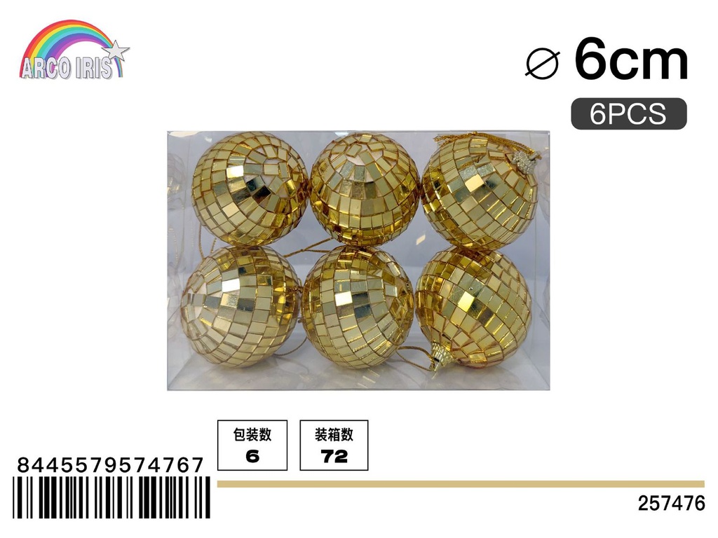 Bola de espejo oro 6cm 6pcs/PVC caja - Adornos navideños