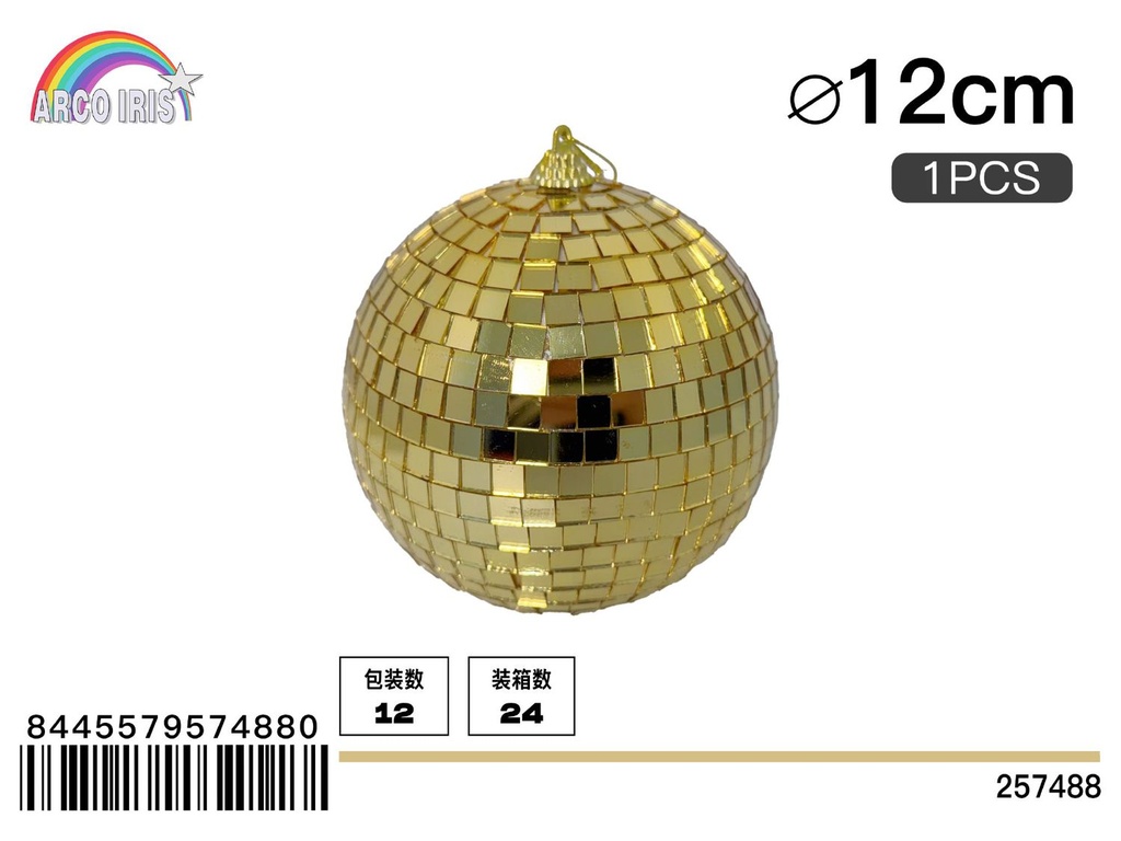 Bola de espejo oro 12cm 1pcs/Bolsa burbuja - Adornos navideños