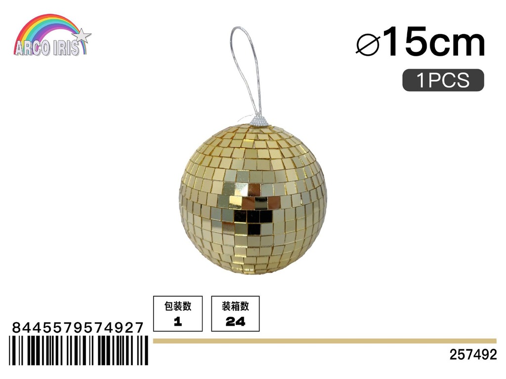 Bola de espejo oro 15cm 1pcs/Bolsa burbuja - Adornos navideños