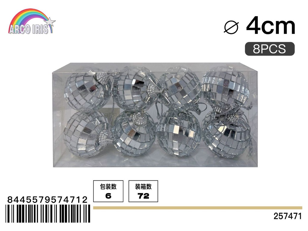 Bola de espejo plata 4cm 8pcs/PVC caja - Adornos navideños