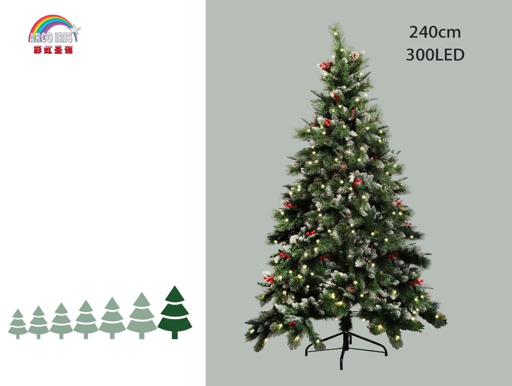 Árbol en maceta con aguja dura 240 cm - Decoración navideña con luces LED