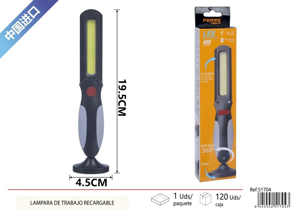 Lámpara de trabajo recargable - Iluminación para trabajo