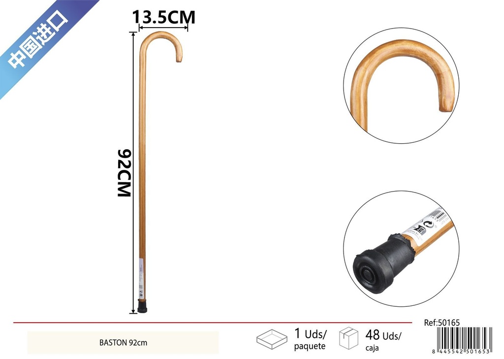 Bastón curvado de 90 cm - Productos para el cuidado personal