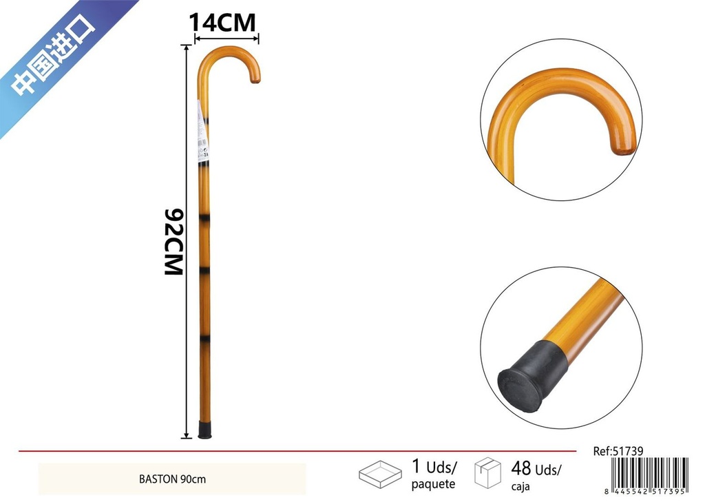 Bastón 90 cm con diseño curvado - Productos de cuidado personal
