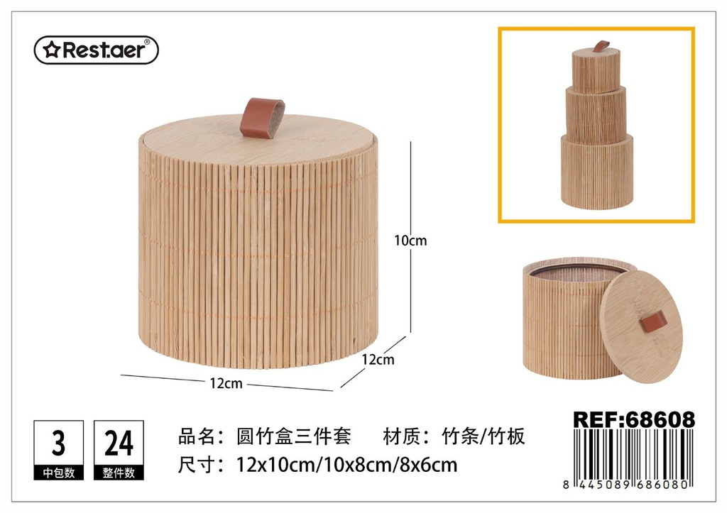Caja de bambú - Set de 3 piezas en caja de regalo