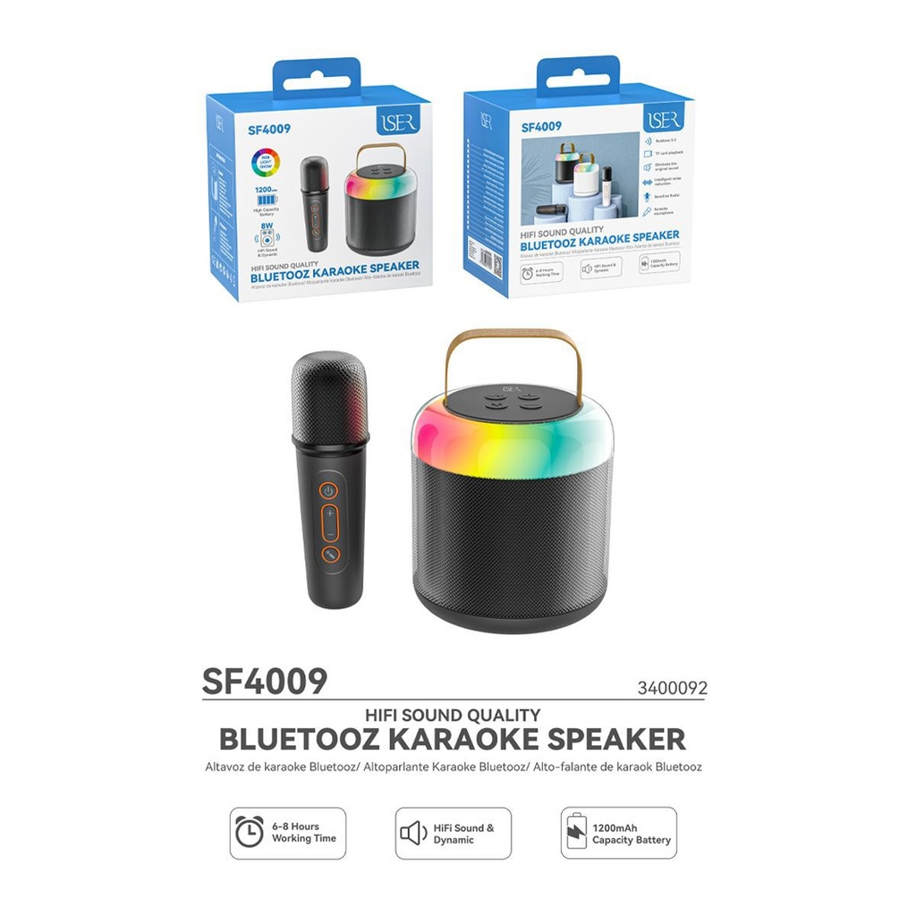 Kit de altavoz Bluetooth y micrófono karaoke ISER SF4009 HIFI negro - Altavoces y micrófonos