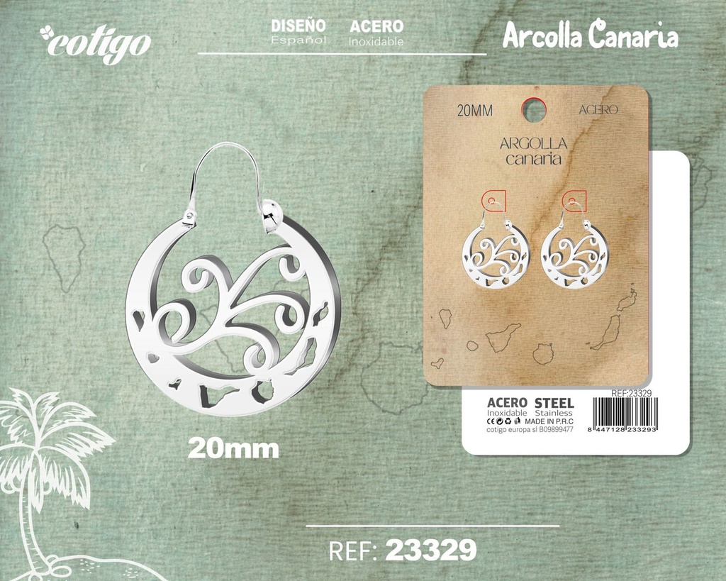 Argolla Canaria 20mm acero plateado - Elegancia y estilo canario