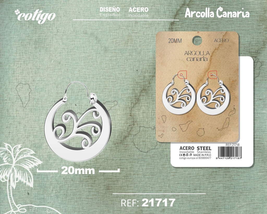 Argolla Canaria 20mm acero plateado - Diseño y tradición