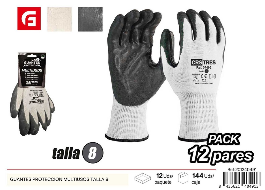 Guantes de protección multiusos talla 8 - Seguridad y protección laboral