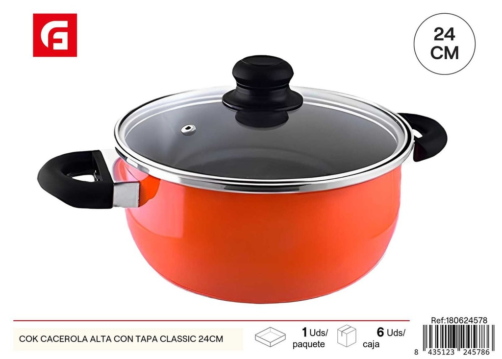 Cacerola alta con tapa de 24cm - Utensilios de cocina