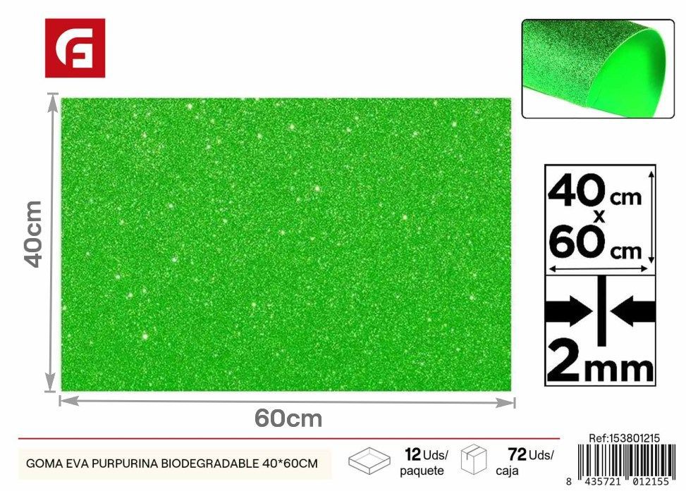 Goma EVA biodegradable verde 40*60cm - Materiales para manualidades