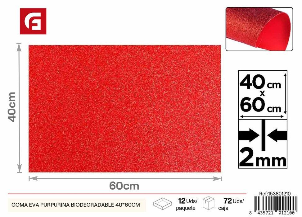 Goma EVA purpurina biodegradable 40x60 cm - Manualidades y artes