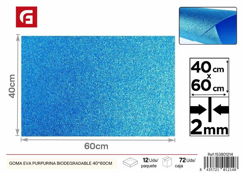 Goma EVA purpurina biodegradable 40x60 cm - Materiales para manualidades